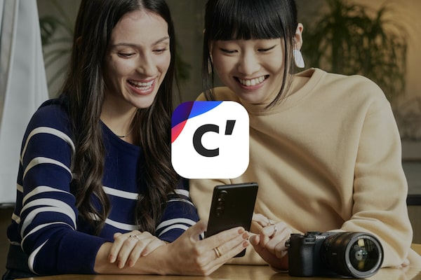 用例圖片顯示兩名使用者正在智能手機上使用 Creators' App，圖片與 Creators' App 的標誌重疊